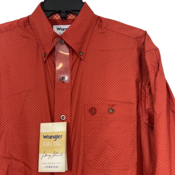 Wrangler George Strait Relaxed Fit Stretch Button Shirt New $60 Red 112352713 - Picture 2 of 4